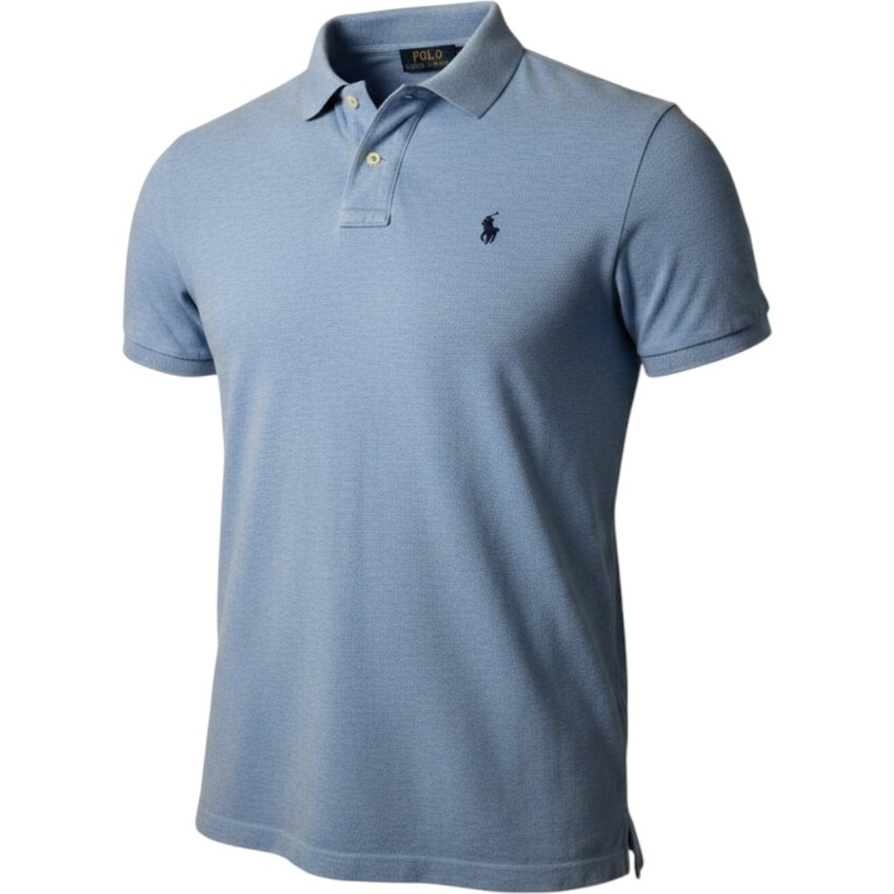 Polo Ralph Lauren Mens XL Classic Fit Short Sleeve Polo Shirt Light Blue Heather